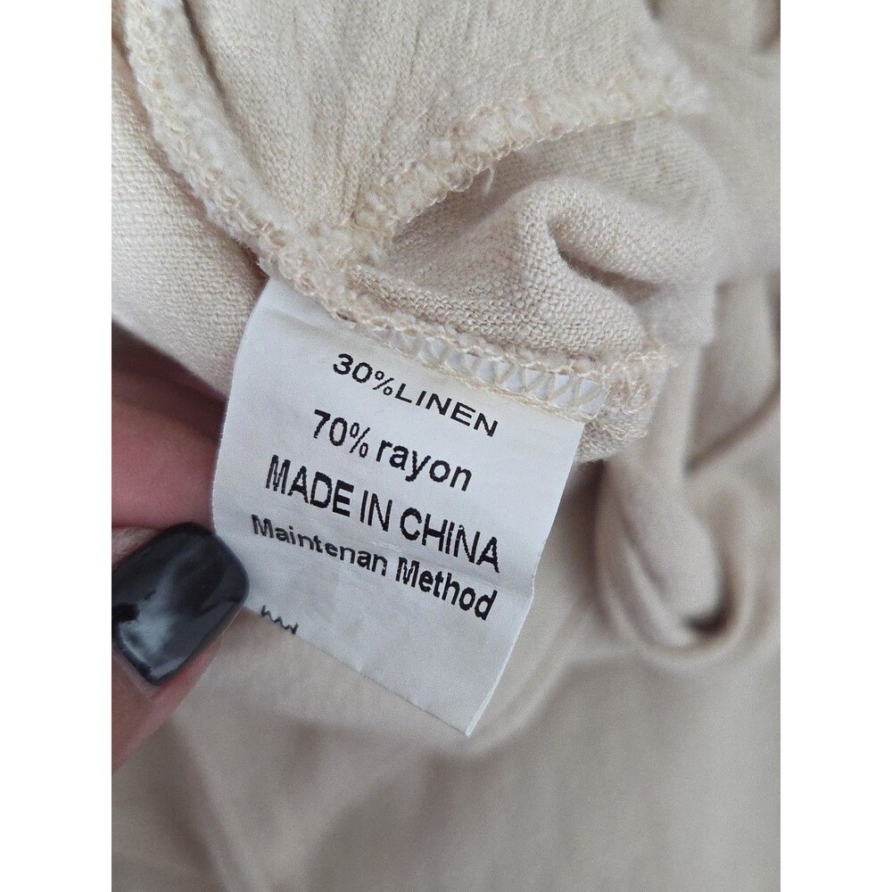 Anrabess Linen Blend Tie Back Jumpsuit Romper Wide leg Cream sz LARGE EUC - Picture 7 of 12